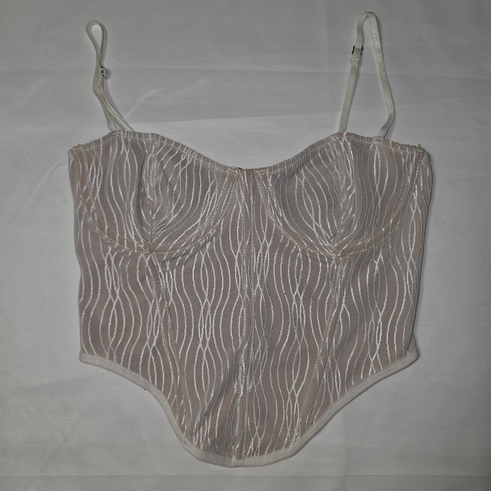 White Fox Boutique - S Beige Stuck on Love Bustier - cropped corset tank top